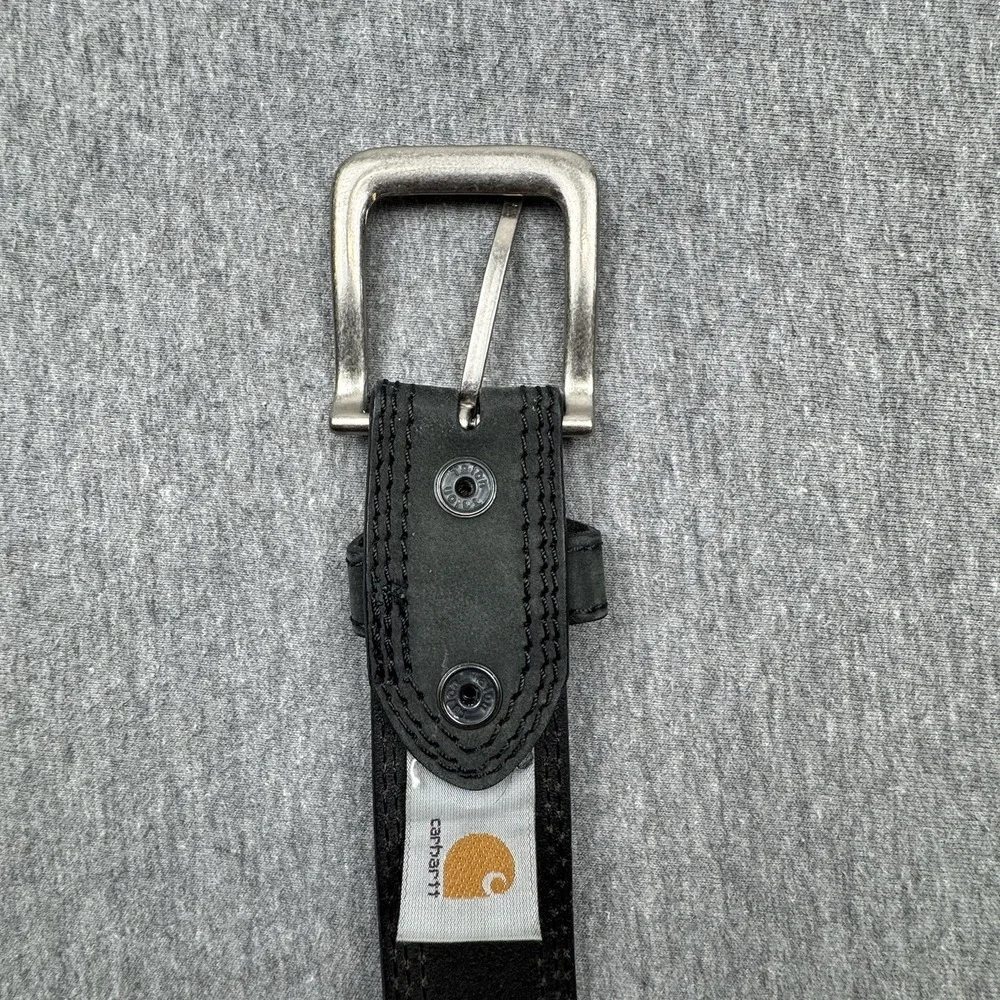 Carhartt Belt Black Triple Stitch Leather Work Mens Sz 38 WB5507-M